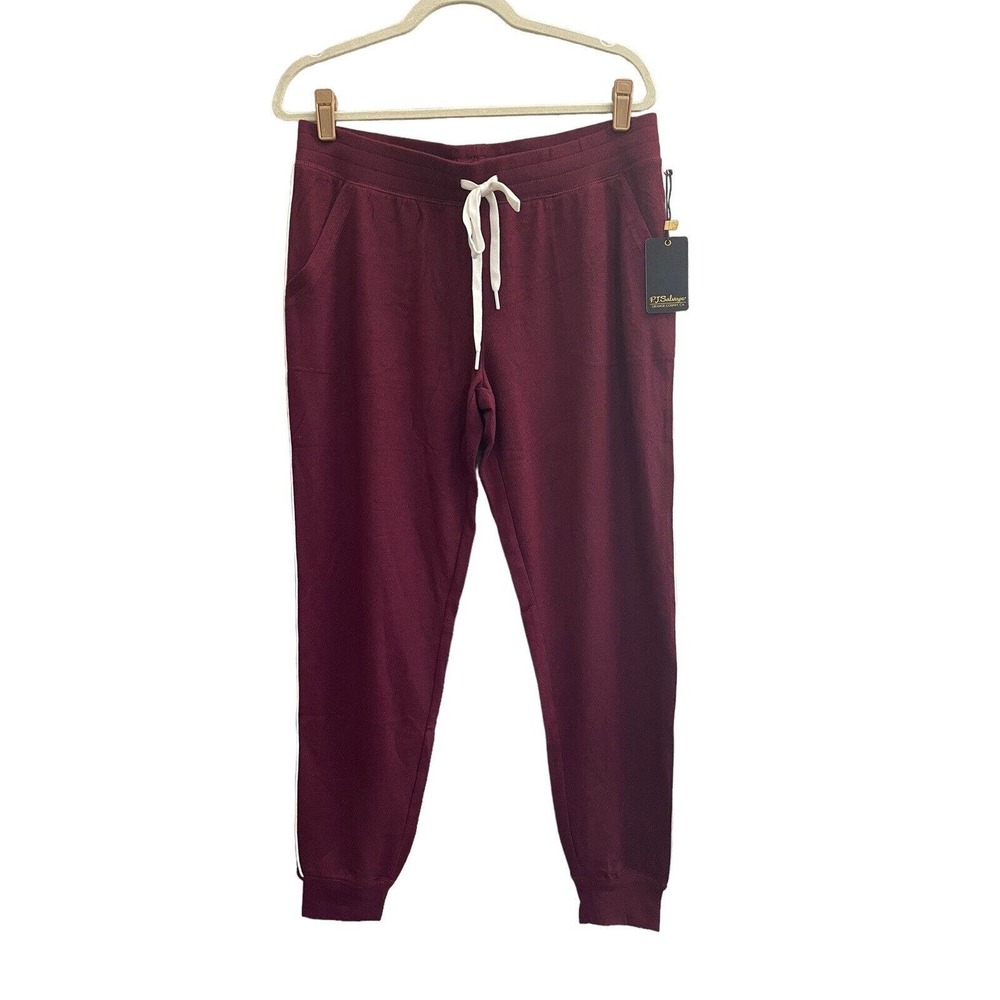 NWT PJ Salvage Large Port Maroon Wine Ski Club Jogger Lounge Pants #PQ27/BXD/54